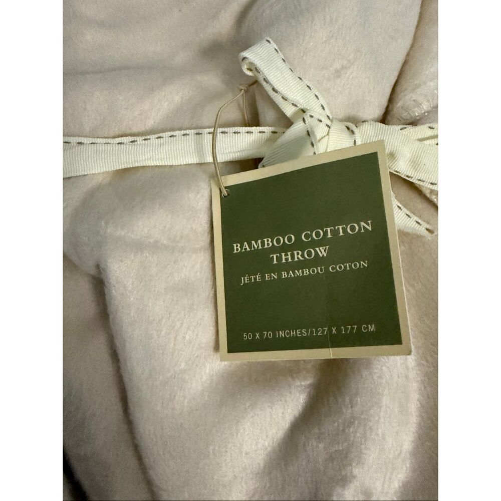 NWT POTTERY BARN BAMBOO COTTON THROW 50”x70” - Picture 2 of 4